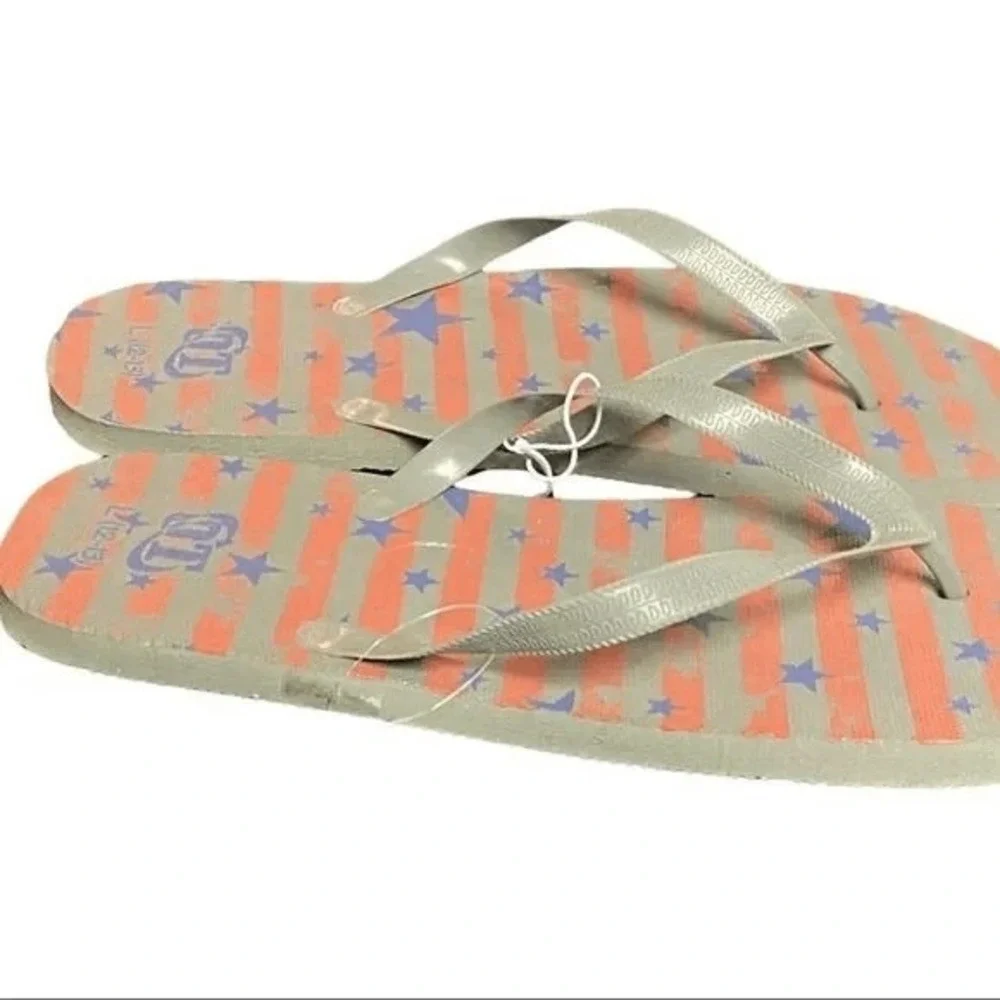 OT Revolution Flip Flops LG Grey‎ Blue Stars Patriotic Slip On July 4th Casual